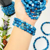 BLUE AGATE BEAD BRACELET - Hadobody