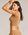 VENUS CROP TOP - COGNAC DIAMOND - Hadobody